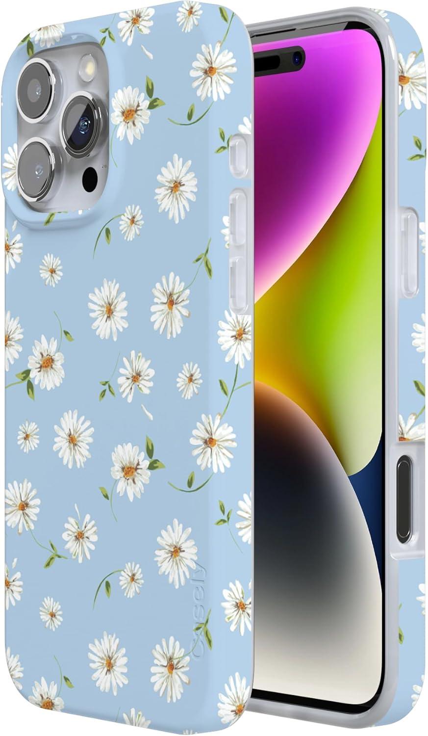 imageCasely iPhone 16 Pro Case  Glitter Mystic Moss  Green Enchanted Shimmer  Compatible with MagSafe  Classic UltraSlim Case DesignDaisy Daydream  Baby Blue Floral