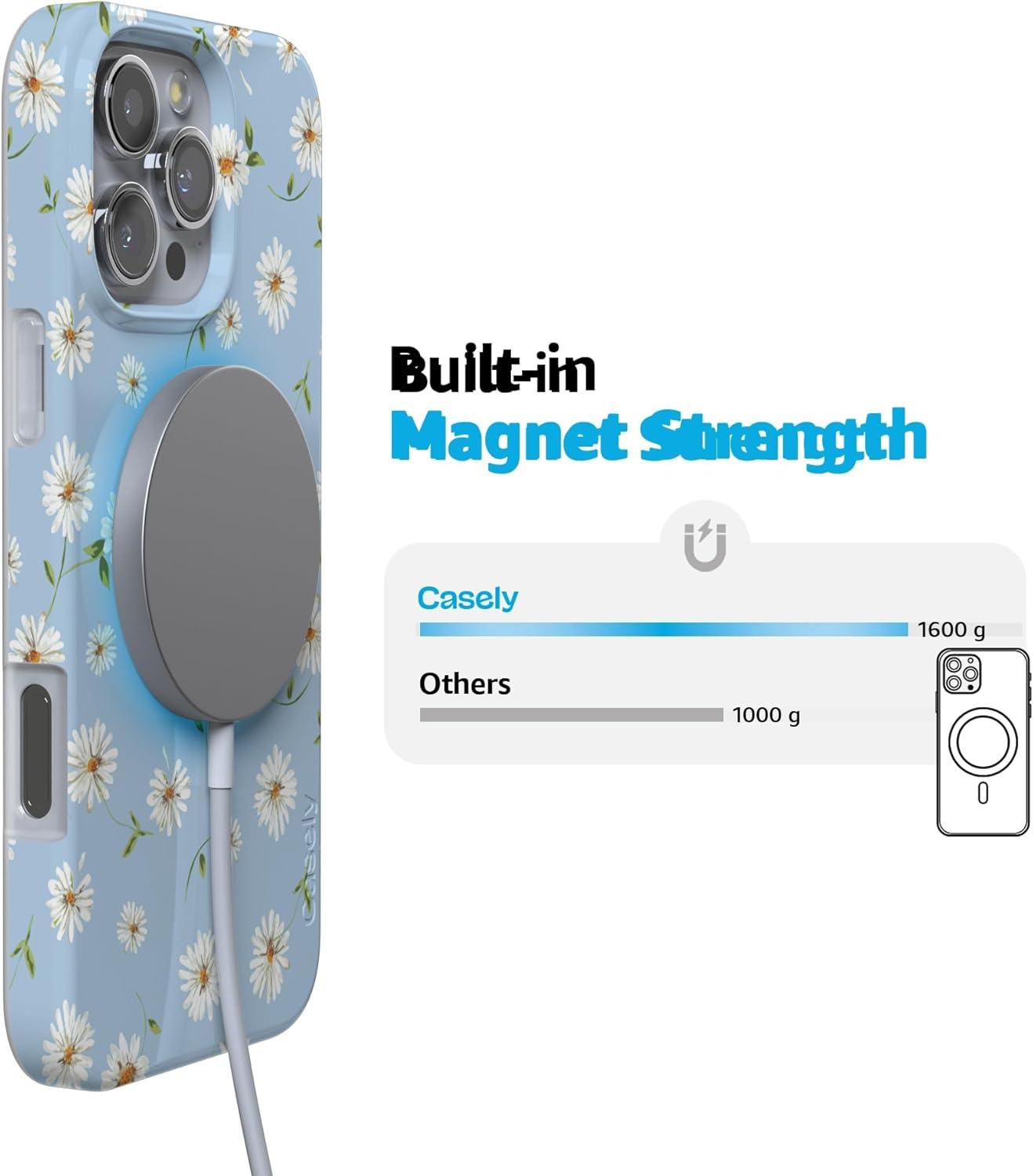 imageCasely iPhone 16 Pro Case  Glitter Mystic Moss  Green Enchanted Shimmer  Compatible with MagSafe  Classic UltraSlim Case DesignDaisy Daydream  Baby Blue Floral