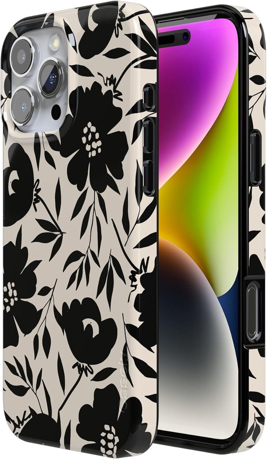 imageCasely iPhone 16 Pro Case  Glitter Mystic Moss  Green Enchanted Shimmer  Compatible with MagSafe  Classic UltraSlim Case DesignDark Fantasy  Contrast Floral