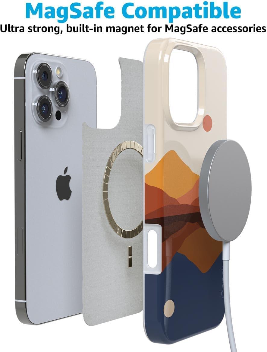 imageCasely iPhone 16 Pro Case  Glitter Mystic Moss  Green Enchanted Shimmer  Compatible with MagSafe  Classic UltraSlim Case DesignDay Night Colorblock Mountains  Opposites Attract