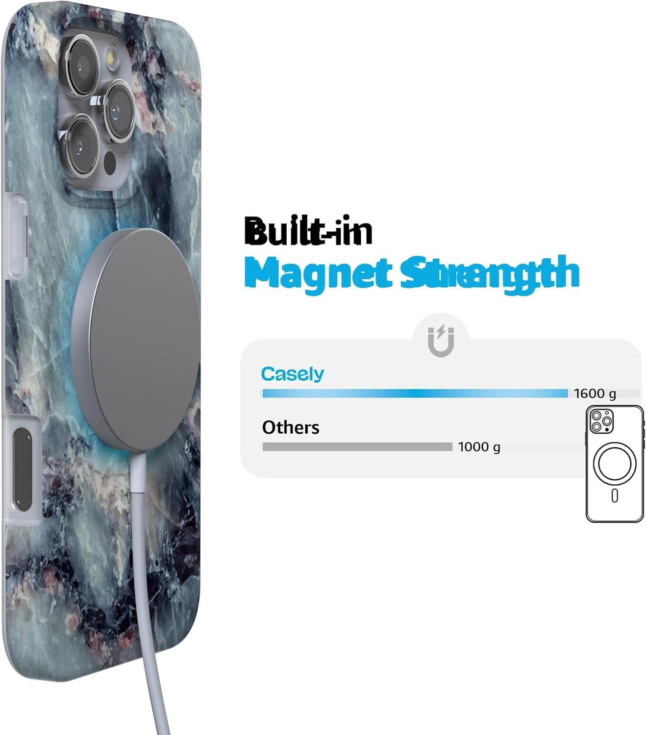 imageCasely iPhone 16 Pro Case  Glitter Mystic Moss  Green Enchanted Shimmer  Compatible with MagSafe  Classic UltraSlim Case DesignDeep Sea  Blue Marble