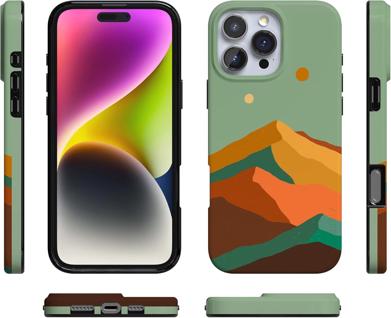 imageCasely iPhone 16 Pro Case  Glitter Mystic Moss  Green Enchanted Shimmer  Compatible with MagSafe  Classic UltraSlim Case DesignEndless Peaks  Colorblock Mountain