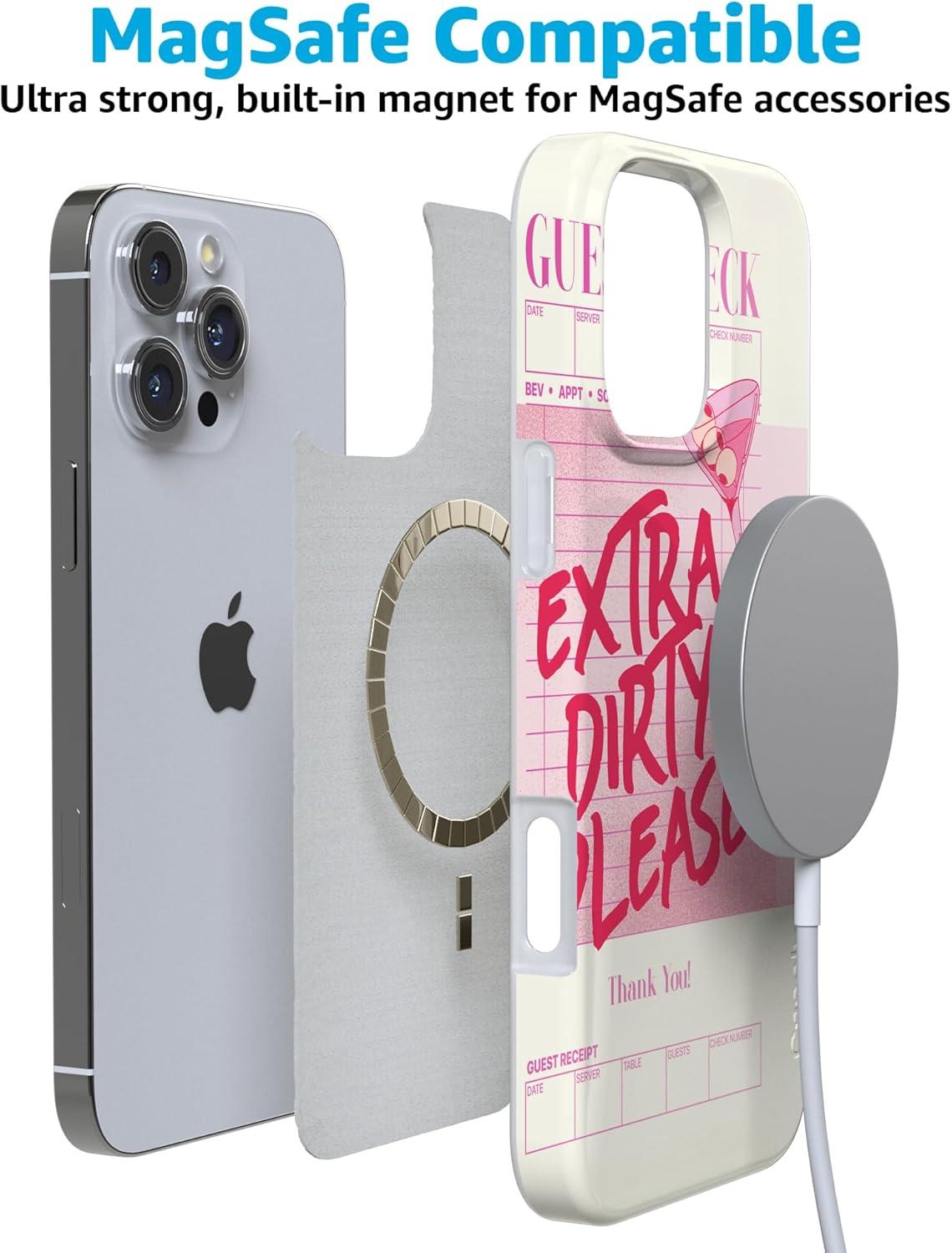 imageCasely iPhone 16 Pro Case  Glitter Mystic Moss  Green Enchanted Shimmer  Compatible with MagSafe  Classic UltraSlim Case DesignExtra Dirty Please  Fun on Weekdays