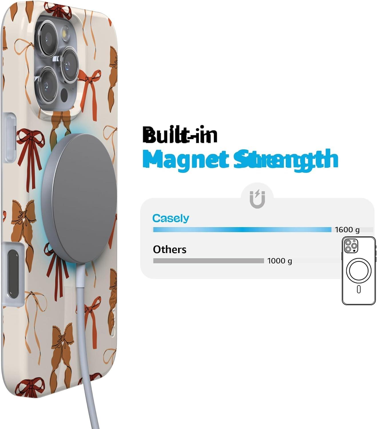 imageCasely iPhone 16 Pro Case  Glitter Mystic Moss  Green Enchanted Shimmer  Compatible with MagSafe  Classic UltraSlim Case DesignFall Girlie  Pumpkin Spice Bows