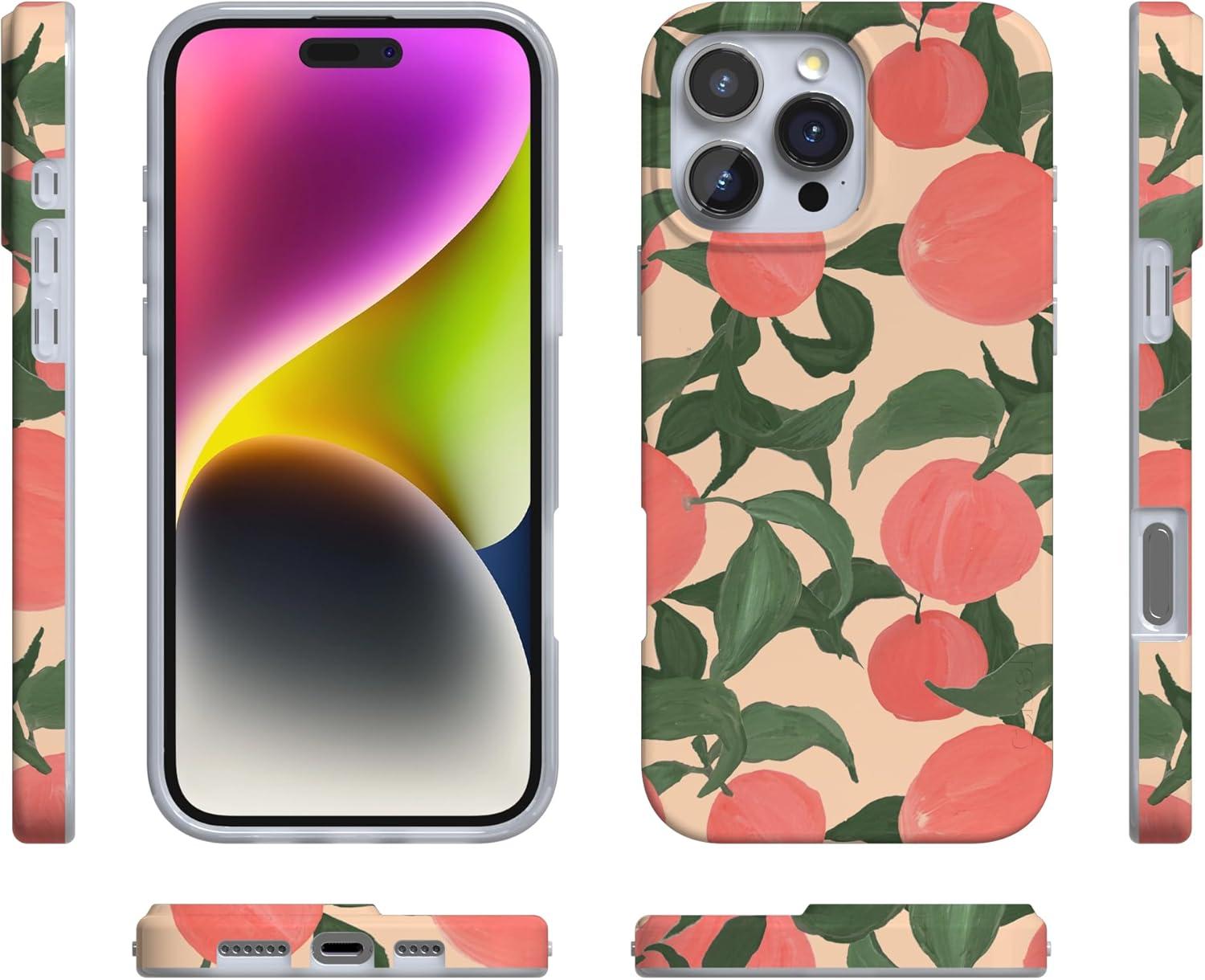 imageCasely iPhone 16 Pro Case  Glitter Mystic Moss  Green Enchanted Shimmer  Compatible with MagSafe  Classic UltraSlim Case DesignFeeling Peachy  Blush Vines