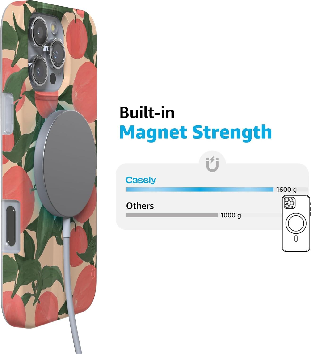 imageCasely iPhone 16 Pro Case  Glitter Mystic Moss  Green Enchanted Shimmer  Compatible with MagSafe  Classic UltraSlim Case DesignFeeling Peachy  Blush Vines