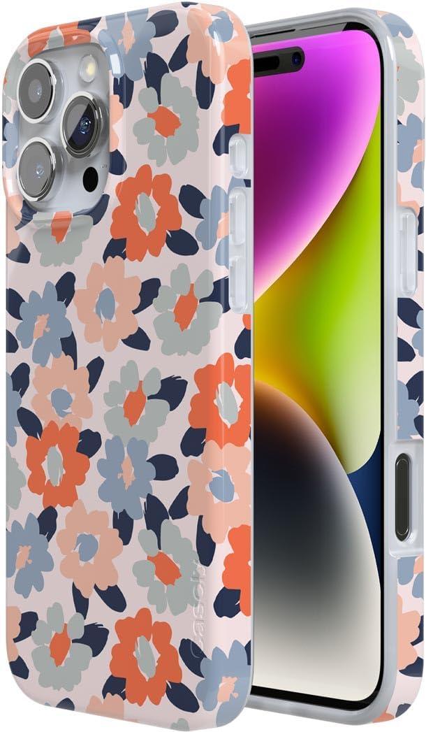 imageCasely iPhone 16 Pro Case  Glitter Mystic Moss  Green Enchanted Shimmer  Compatible with MagSafe  Classic UltraSlim Case DesignField of Flowers  Pastel Floral