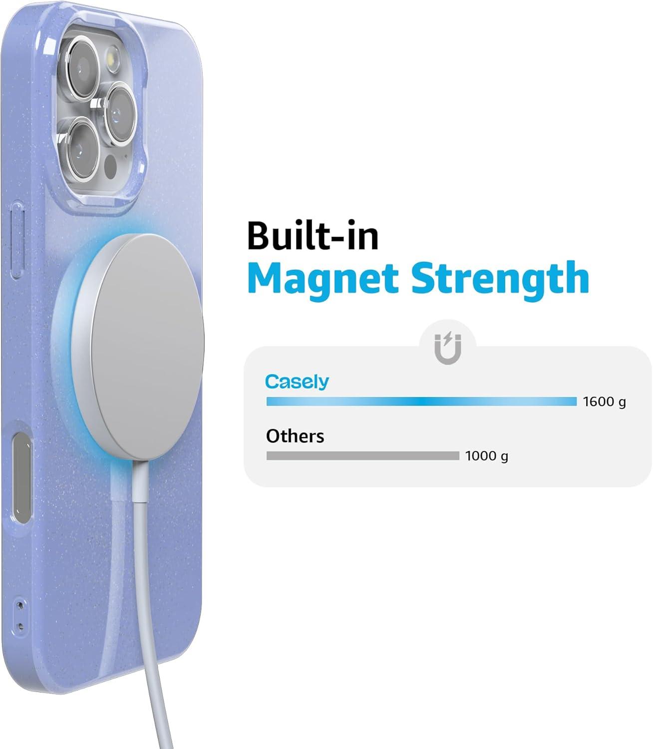 imageCasely iPhone 16 Pro Case  Glitter Mystic Moss  Green Enchanted Shimmer  Compatible with MagSafe  Classic UltraSlim Case DesignFirst Light  Periwinkle Pastel Glitter