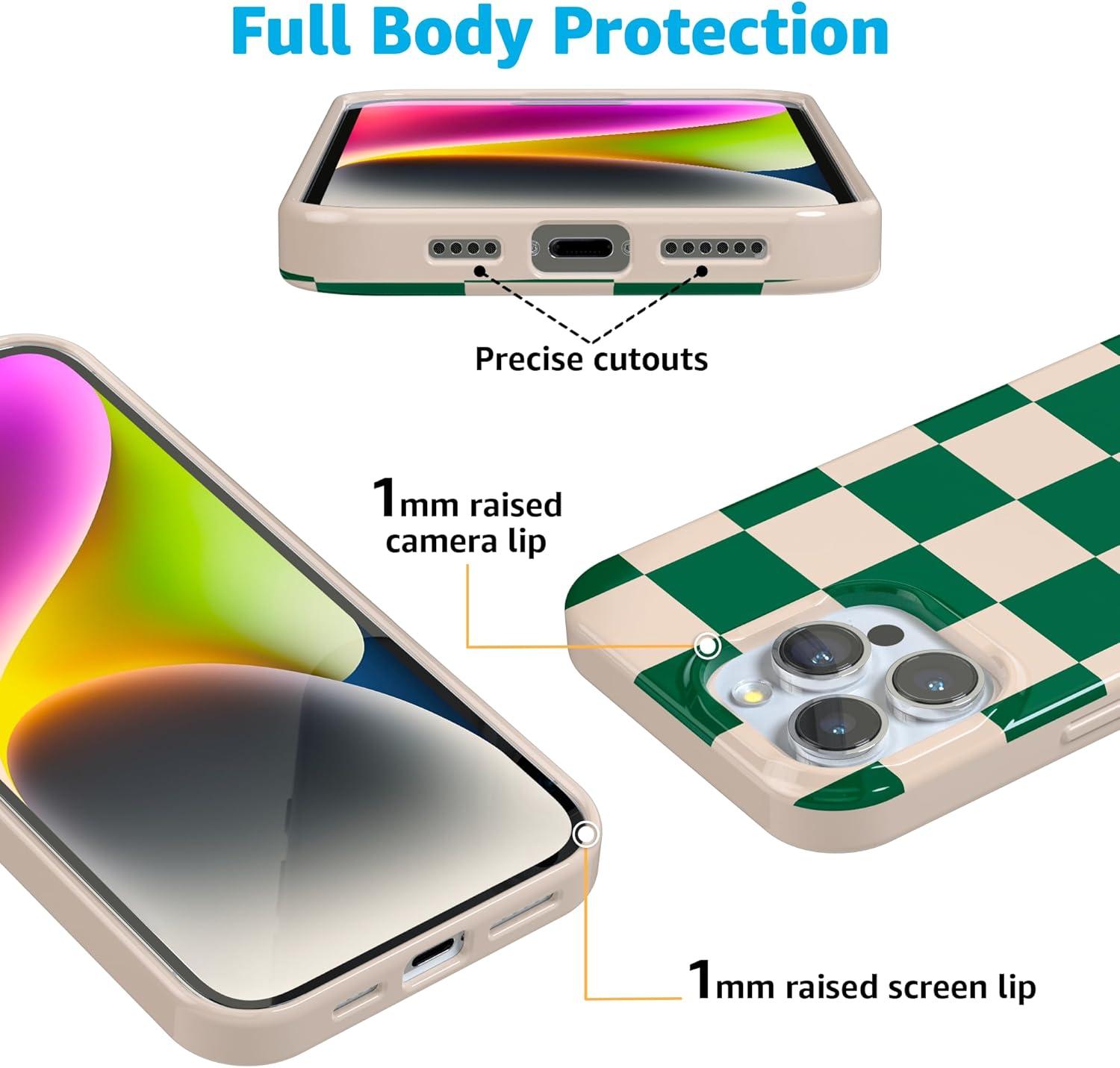 imageCasely iPhone 16 Pro Case  Glitter Mystic Moss  Green Enchanted Shimmer  Compatible with MagSafe  Classic UltraSlim Case DesignFit Check  Green Checkerboard