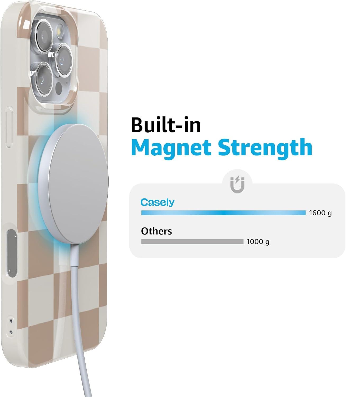 imageCasely iPhone 16 Pro Case  Glitter Mystic Moss  Green Enchanted Shimmer  Compatible with MagSafe  Classic UltraSlim Case DesignFit Check  Neutral Checkerboard Checkered