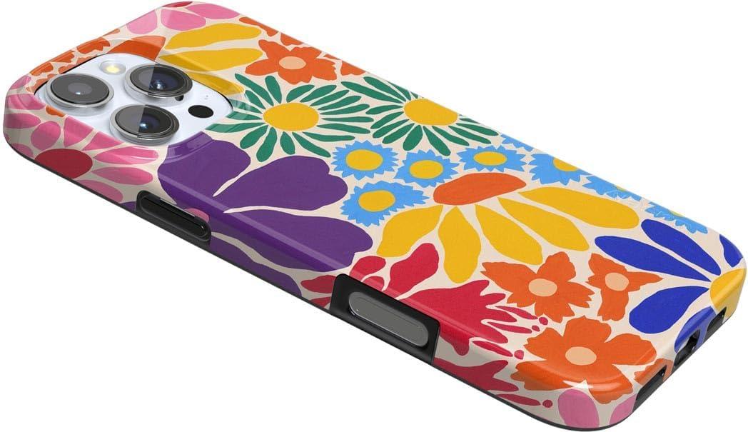 imageCasely iPhone 16 Pro Case  Glitter Mystic Moss  Green Enchanted Shimmer  Compatible with MagSafe  Classic UltraSlim Case DesignFlower Patch  MultiColor Floral