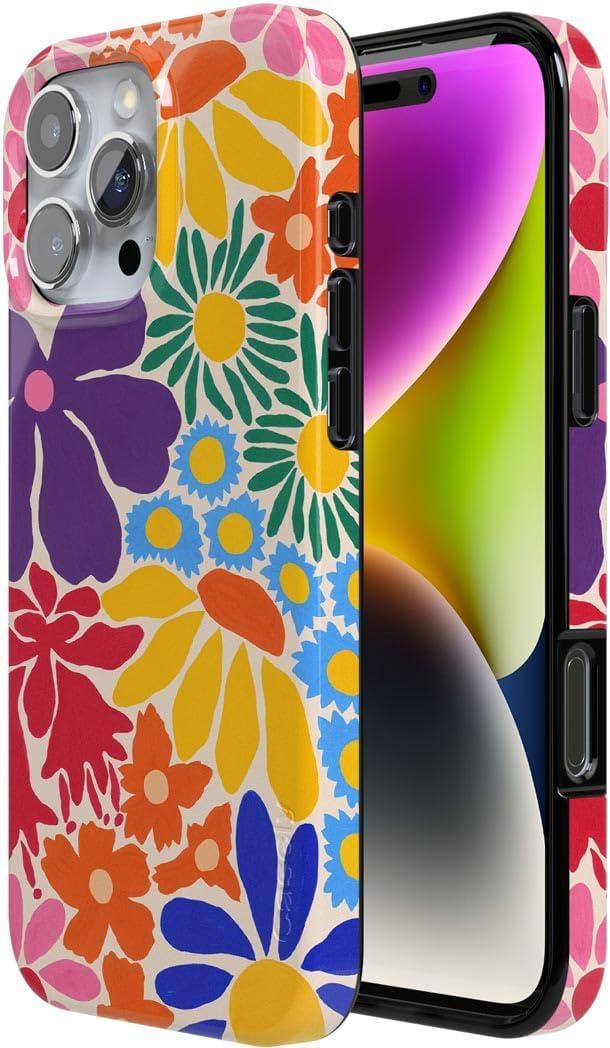 imageCasely iPhone 16 Pro Case  Glitter Mystic Moss  Green Enchanted Shimmer  Compatible with MagSafe  Classic UltraSlim Case DesignFlower Patch  MultiColor Floral