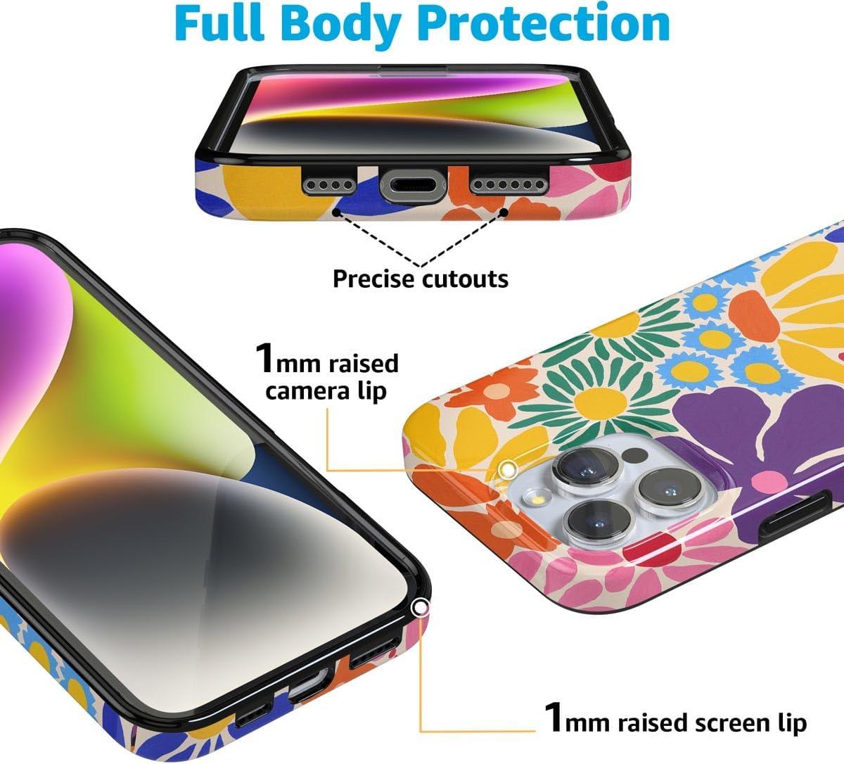 imageCasely iPhone 16 Pro Case  Glitter Mystic Moss  Green Enchanted Shimmer  Compatible with MagSafe  Classic UltraSlim Case DesignFlower Patch  MultiColor Floral