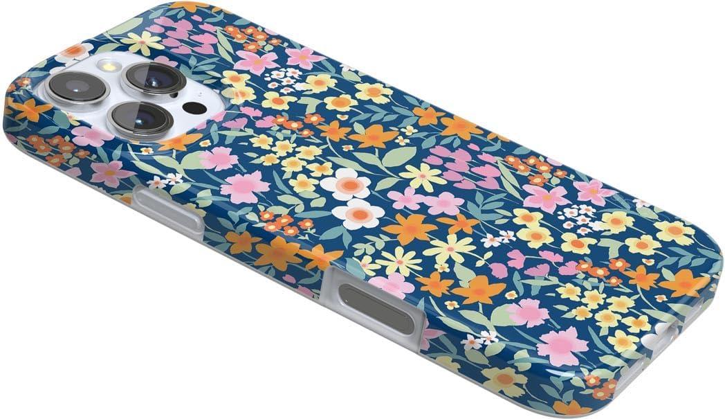 imageCasely iPhone 16 Pro Case  Glitter Mystic Moss  Green Enchanted Shimmer  Compatible with MagSafe  Classic UltraSlim Case DesignFull Bloom  Navy Floral