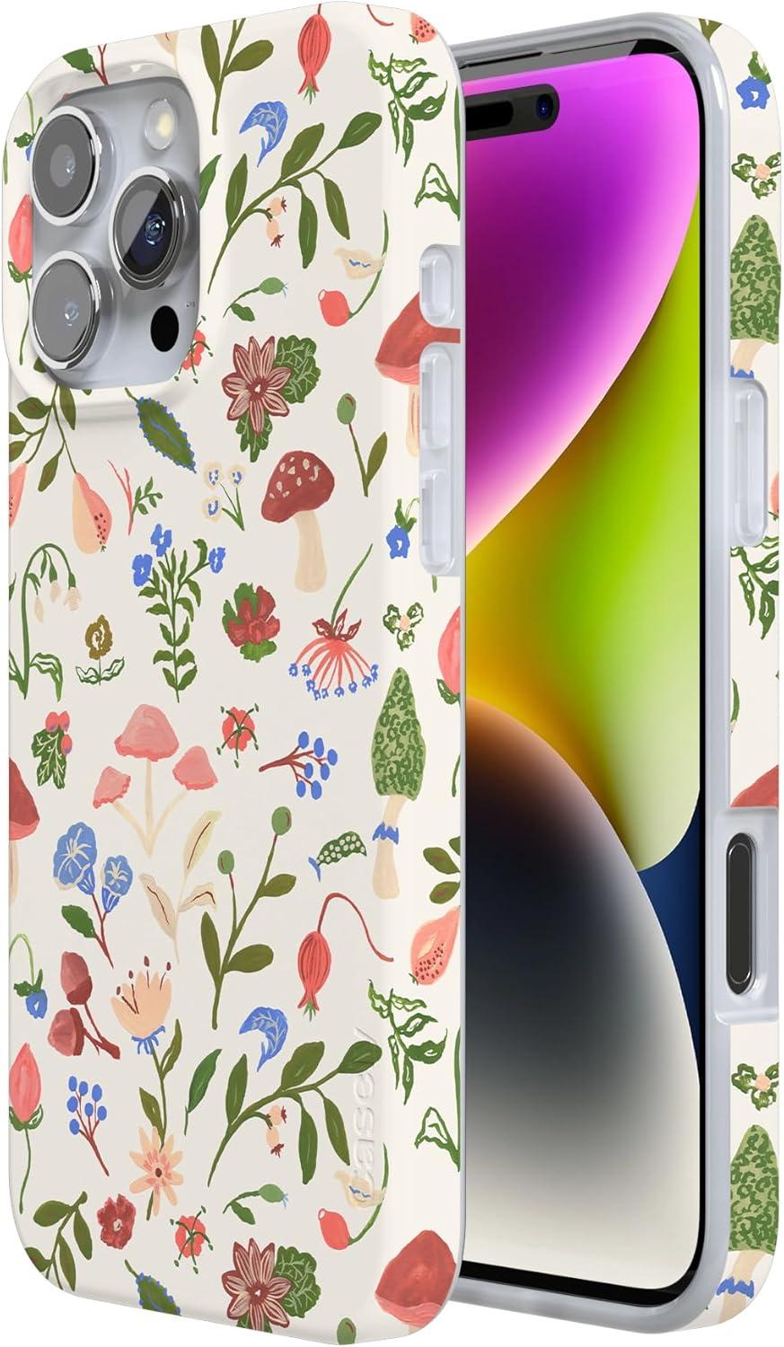 imageCasely iPhone 16 Pro Case  Glitter Mystic Moss  Green Enchanted Shimmer  Compatible with MagSafe  Classic UltraSlim Case DesignGarden Party  Mushroom Floral