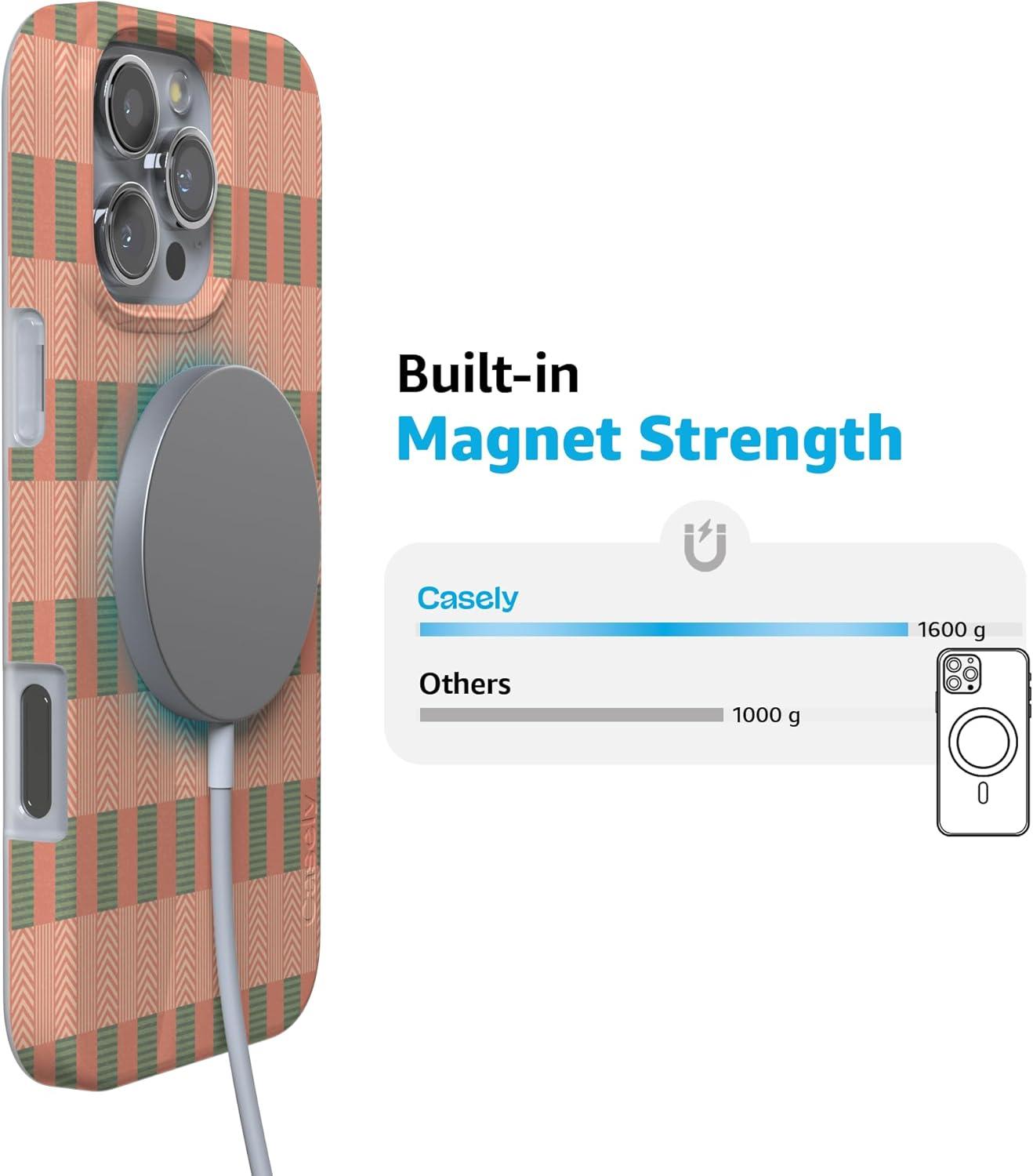 imageCasely iPhone 16 Pro Case  Glitter Mystic Moss  Green Enchanted Shimmer  Compatible with MagSafe  Classic UltraSlim Case DesignGrand Cabana  Palm Beach