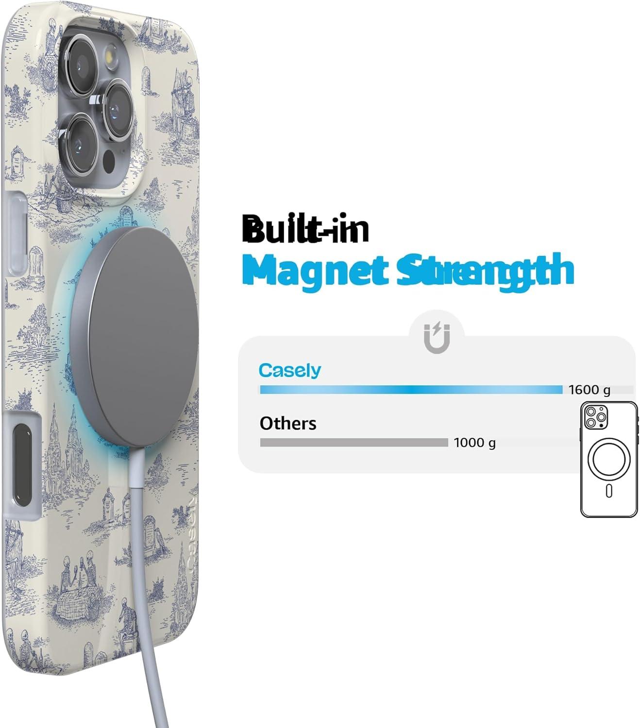 imageCasely iPhone 16 Pro Case  Glitter Mystic Moss  Green Enchanted Shimmer  Compatible with MagSafe  Classic UltraSlim Case DesignGraveyard Gathering  Skeleton Picnic