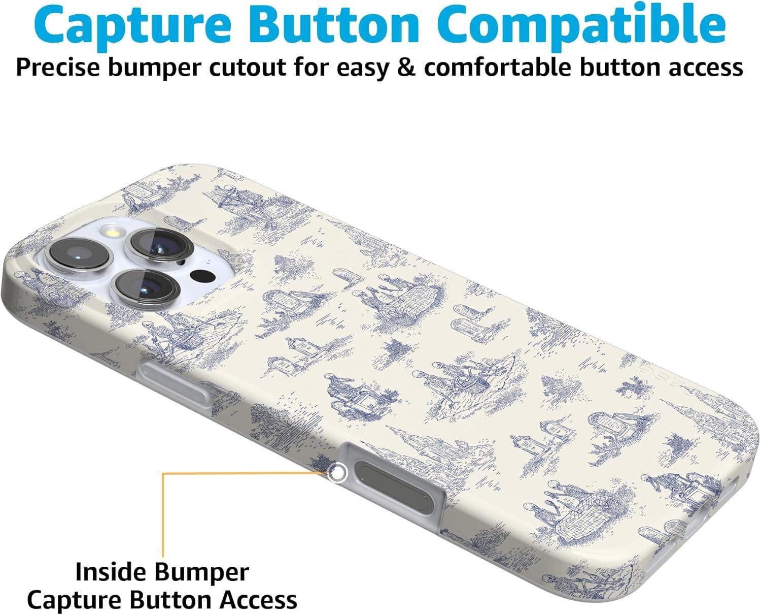 imageCasely iPhone 16 Pro Case  Glitter Mystic Moss  Green Enchanted Shimmer  Compatible with MagSafe  Classic UltraSlim Case DesignGraveyard Gathering  Skeleton Picnic