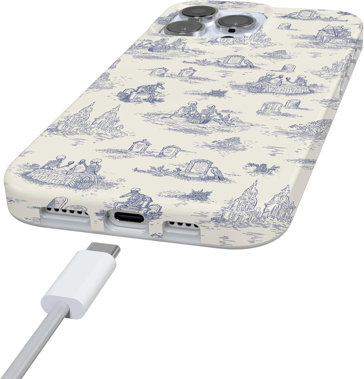 imageCasely iPhone 16 Pro Case  Glitter Mystic Moss  Green Enchanted Shimmer  Compatible with MagSafe  Classic UltraSlim Case DesignGraveyard Gathering  Skeleton Picnic