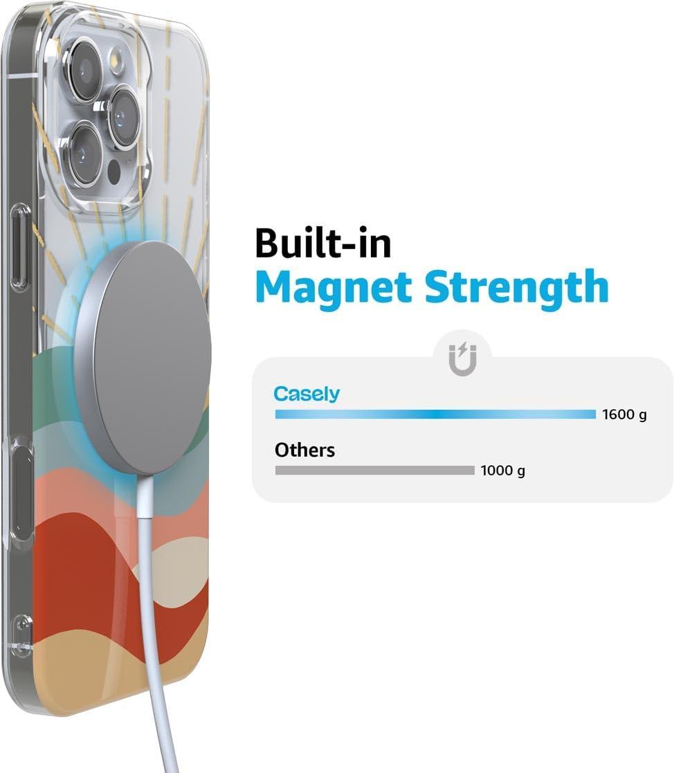 imageCasely iPhone 16 Pro Case  Glitter Mystic Moss  Green Enchanted Shimmer  Compatible with MagSafe  Classic UltraSlim Case DesignHere Comes the Sun  Colorblock Sunset