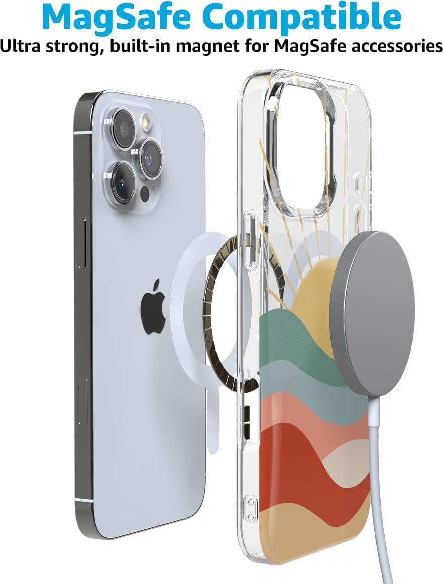 imageCasely iPhone 16 Pro Case  Glitter Mystic Moss  Green Enchanted Shimmer  Compatible with MagSafe  Classic UltraSlim Case DesignHere Comes the Sun  Colorblock Sunset