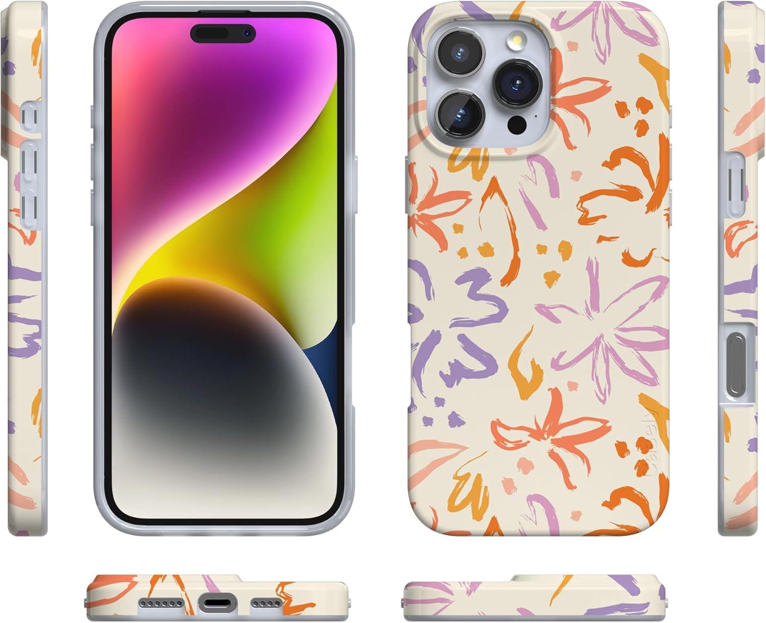 imageCasely iPhone 16 Pro Case  Glitter Mystic Moss  Green Enchanted Shimmer  Compatible with MagSafe  Classic UltraSlim Case DesignHibiscus Blooms  Hawaiian Floral