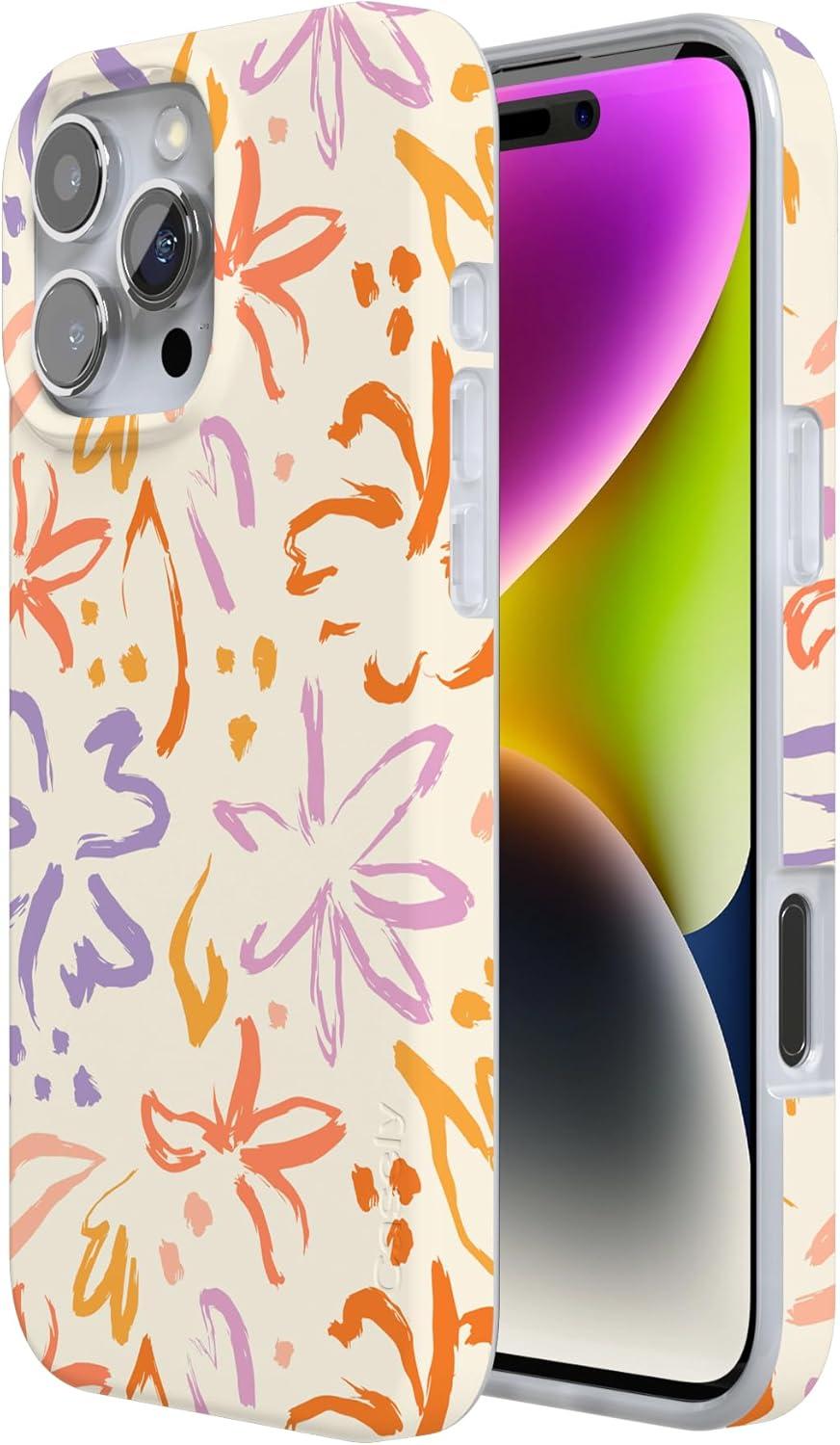 imageCasely iPhone 16 Pro Case  Glitter Mystic Moss  Green Enchanted Shimmer  Compatible with MagSafe  Classic UltraSlim Case DesignHibiscus Blooms  Hawaiian Floral