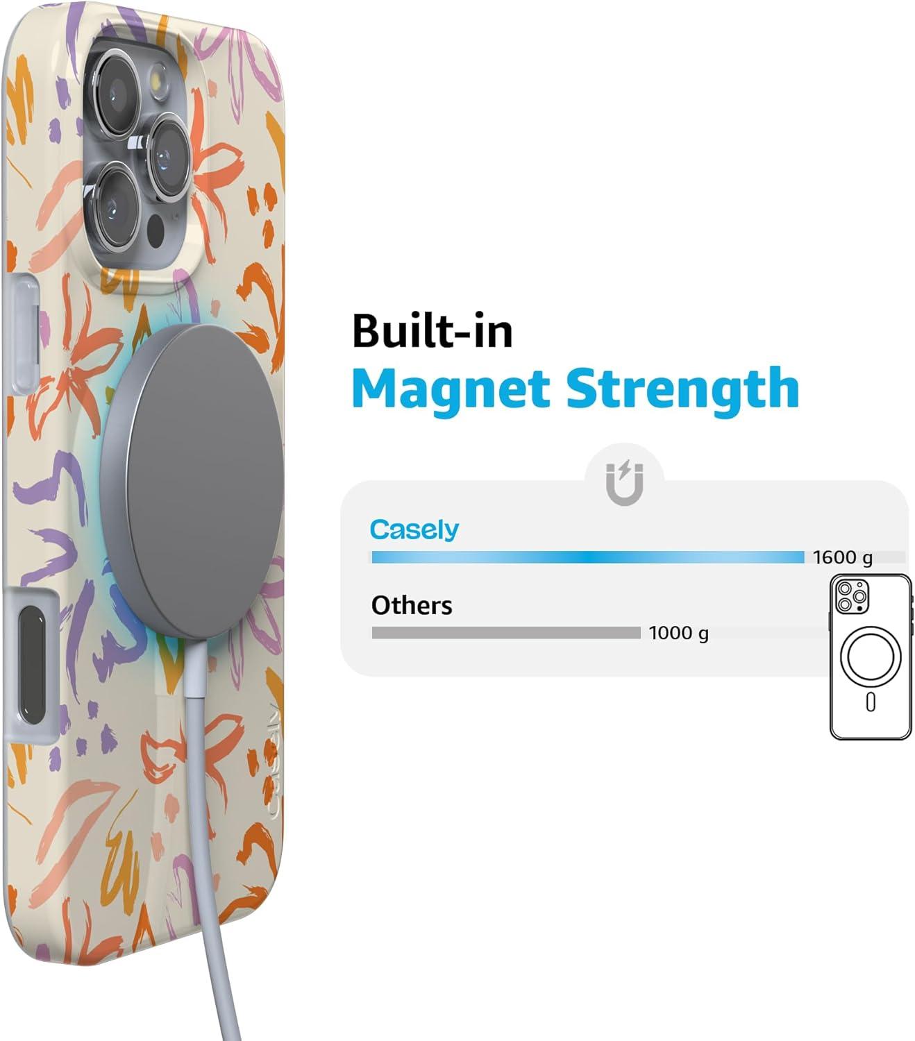 imageCasely iPhone 16 Pro Case  Glitter Mystic Moss  Green Enchanted Shimmer  Compatible with MagSafe  Classic UltraSlim Case DesignHibiscus Blooms  Hawaiian Floral