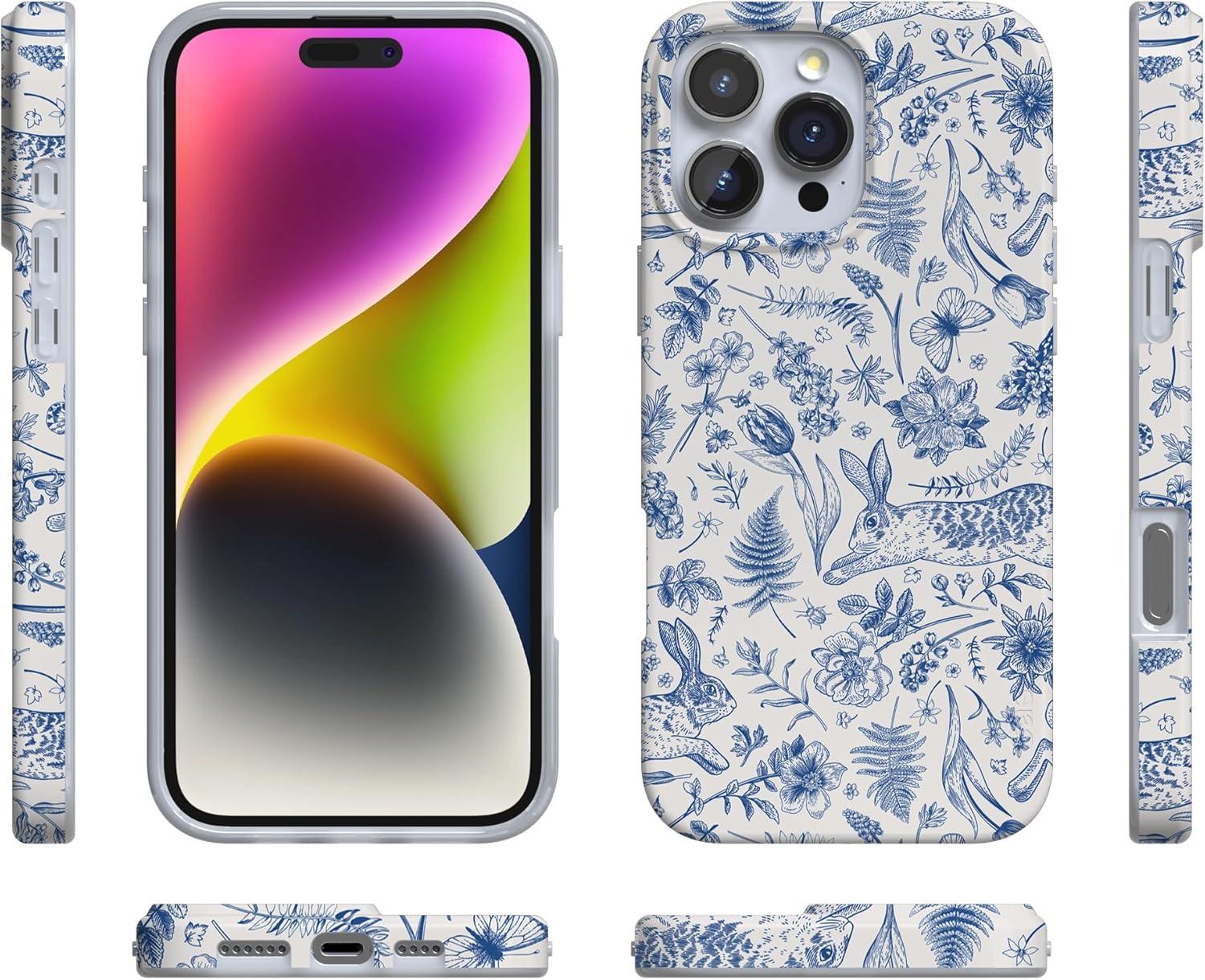 imageCasely iPhone 16 Pro Case  Glitter Mystic Moss  Green Enchanted Shimmer  Compatible with MagSafe  Classic UltraSlim Case DesignHop  Bloom  Bunny Toile