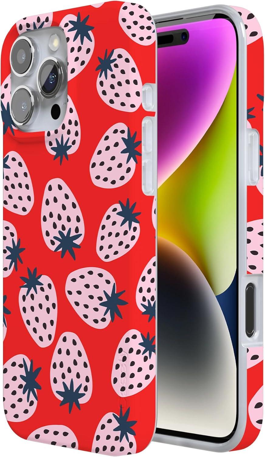 imageCasely iPhone 16 Pro Case  Glitter Mystic Moss  Green Enchanted Shimmer  Compatible with MagSafe  Classic UltraSlim Case DesignId Pick You  Red Strawberry