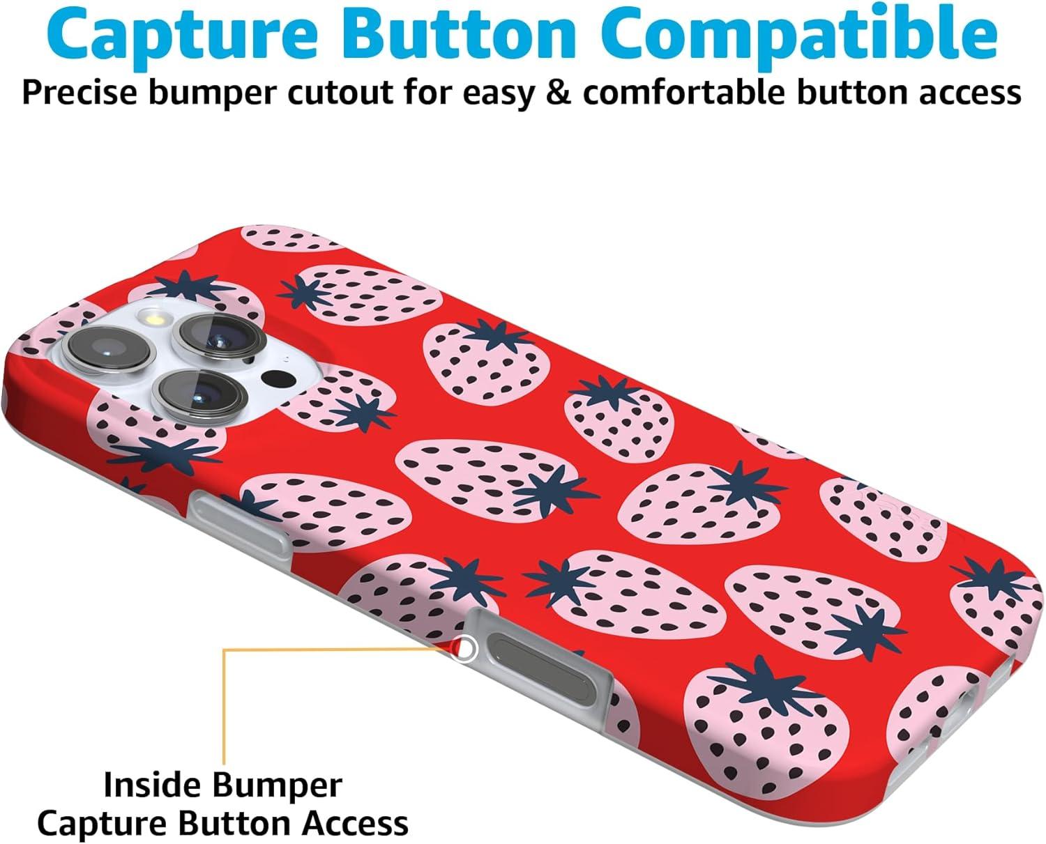 imageCasely iPhone 16 Pro Case  Glitter Mystic Moss  Green Enchanted Shimmer  Compatible with MagSafe  Classic UltraSlim Case DesignId Pick You  Red Strawberry