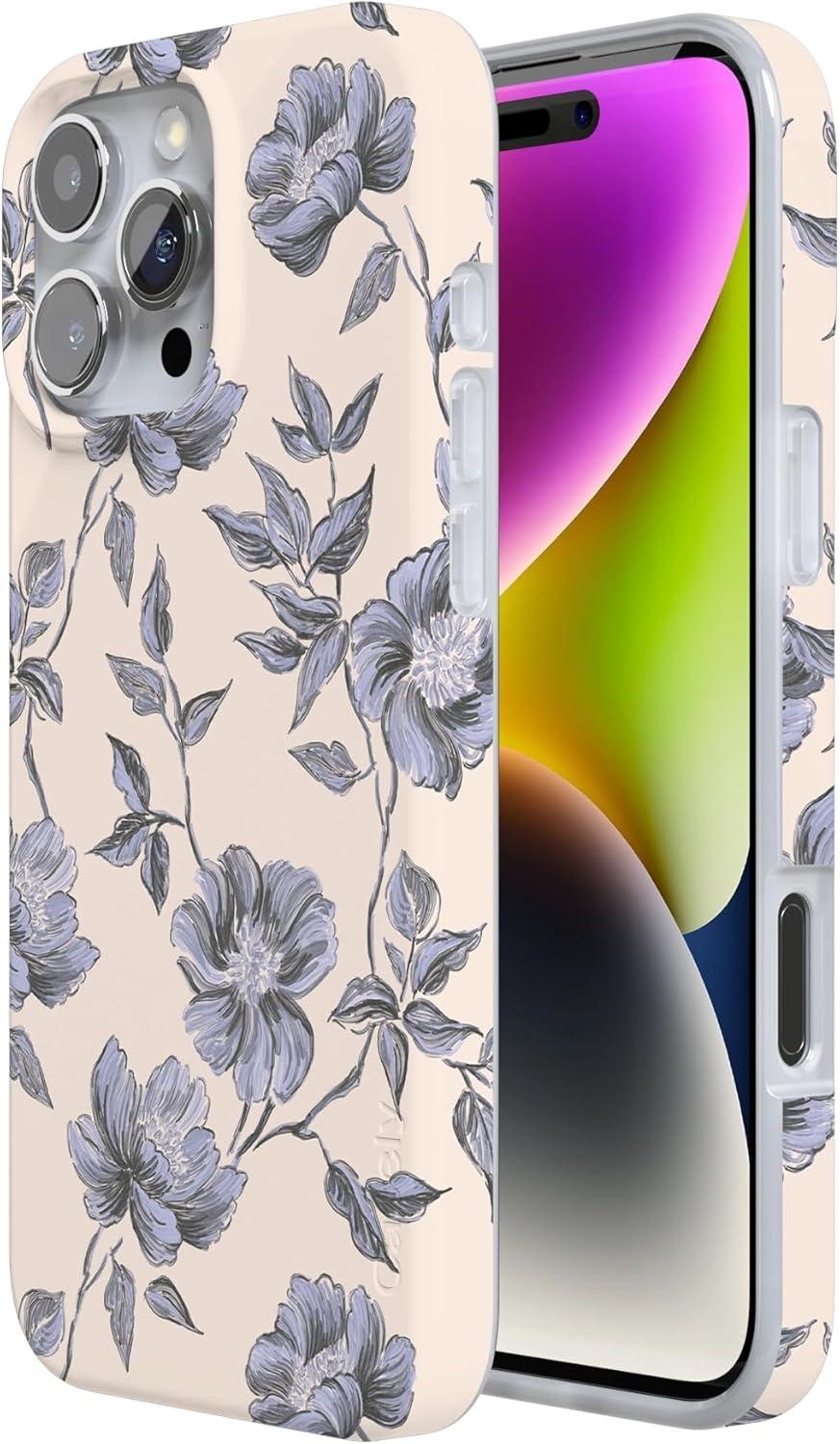 imageCasely iPhone 16 Pro Case  Glitter Mystic Moss  Green Enchanted Shimmer  Compatible with MagSafe  Classic UltraSlim Case DesignInk  Iris  Vintage Floral