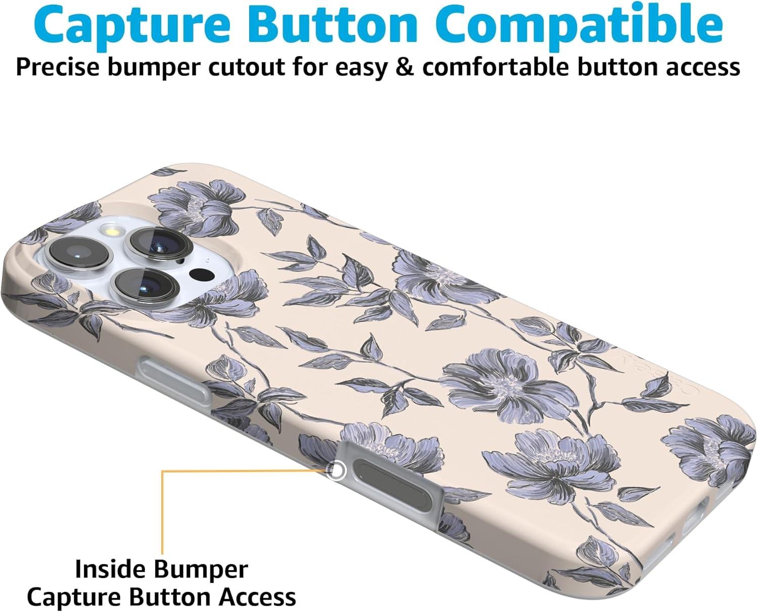 imageCasely iPhone 16 Pro Case  Glitter Mystic Moss  Green Enchanted Shimmer  Compatible with MagSafe  Classic UltraSlim Case DesignInk  Iris  Vintage Floral