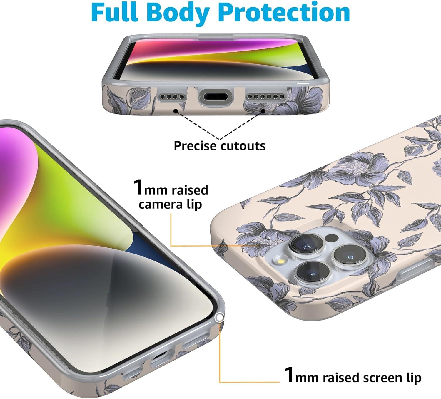 imageCasely iPhone 16 Pro Case  Glitter Mystic Moss  Green Enchanted Shimmer  Compatible with MagSafe  Classic UltraSlim Case DesignInk  Iris  Vintage Floral