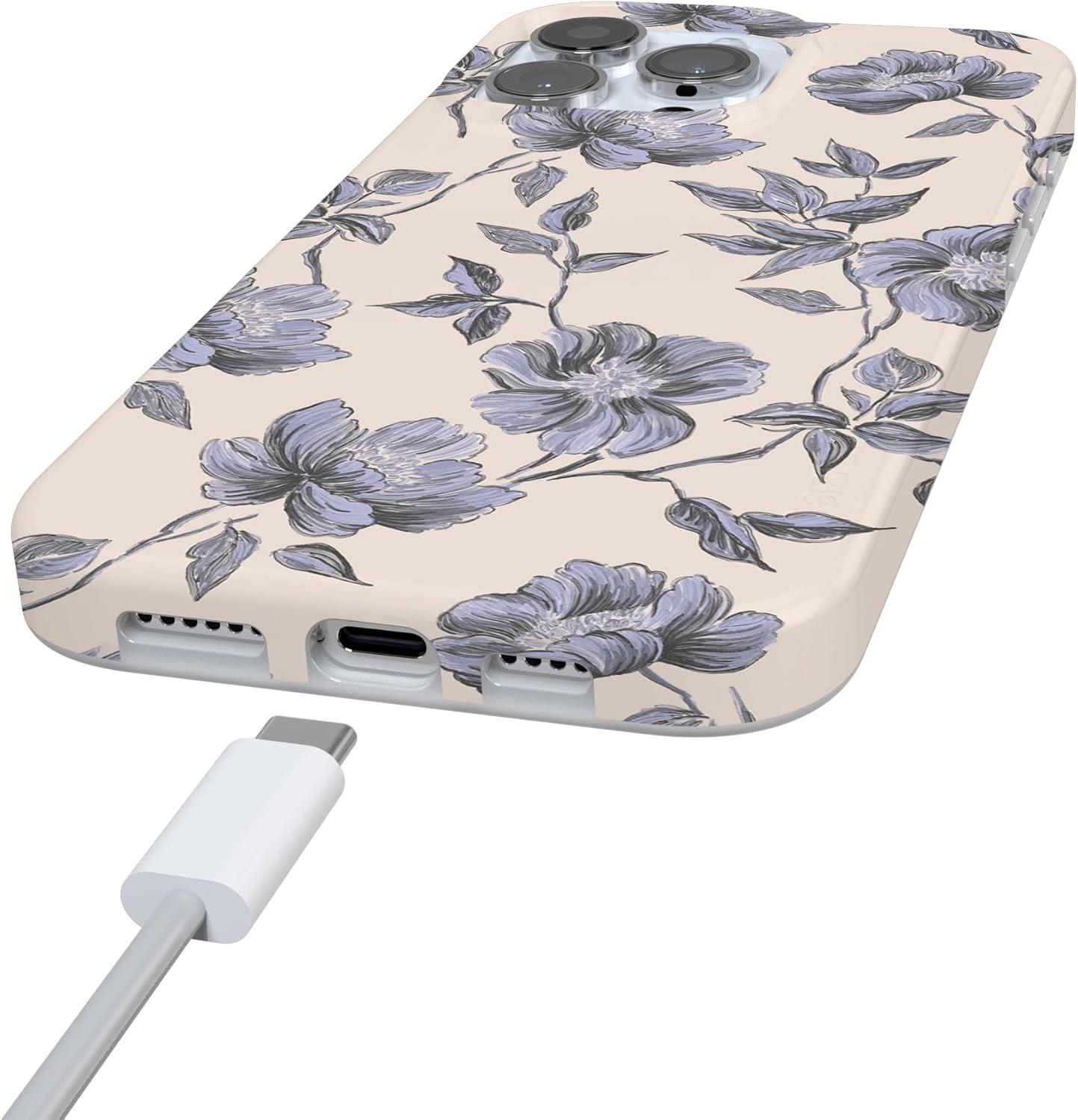 imageCasely iPhone 16 Pro Case  Glitter Mystic Moss  Green Enchanted Shimmer  Compatible with MagSafe  Classic UltraSlim Case DesignInk  Iris  Vintage Floral