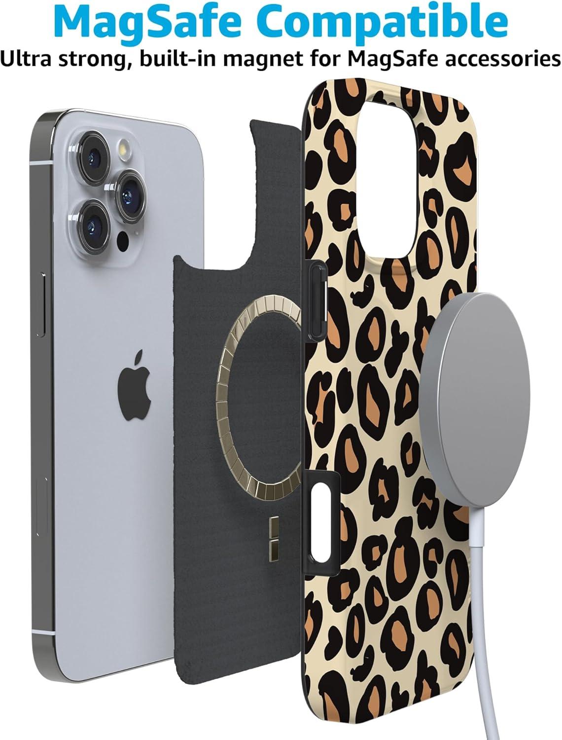 imageCasely iPhone 16 Pro Case  Glitter Mystic Moss  Green Enchanted Shimmer  Compatible with MagSafe  Classic UltraSlim Case DesignInto the Wild  Leopard Print