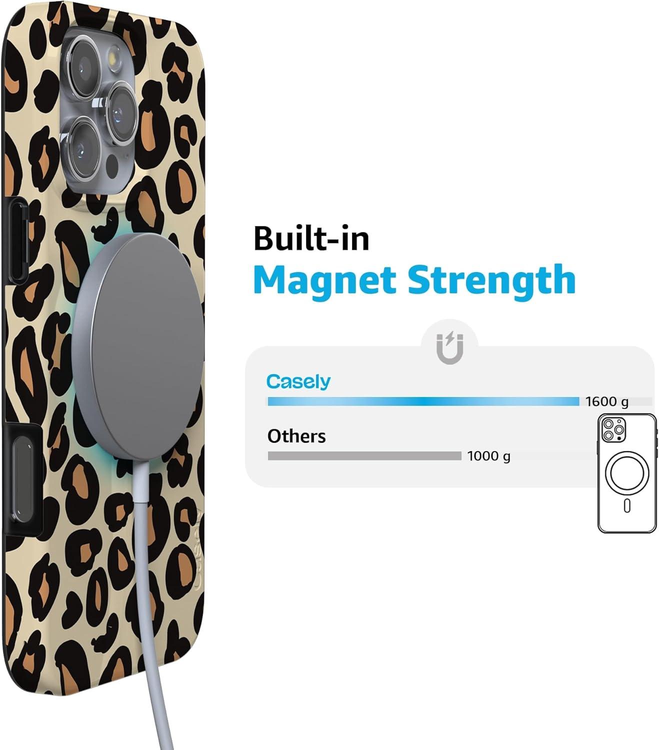 imageCasely iPhone 16 Pro Case  Glitter Mystic Moss  Green Enchanted Shimmer  Compatible with MagSafe  Classic UltraSlim Case DesignInto the Wild  Leopard Print