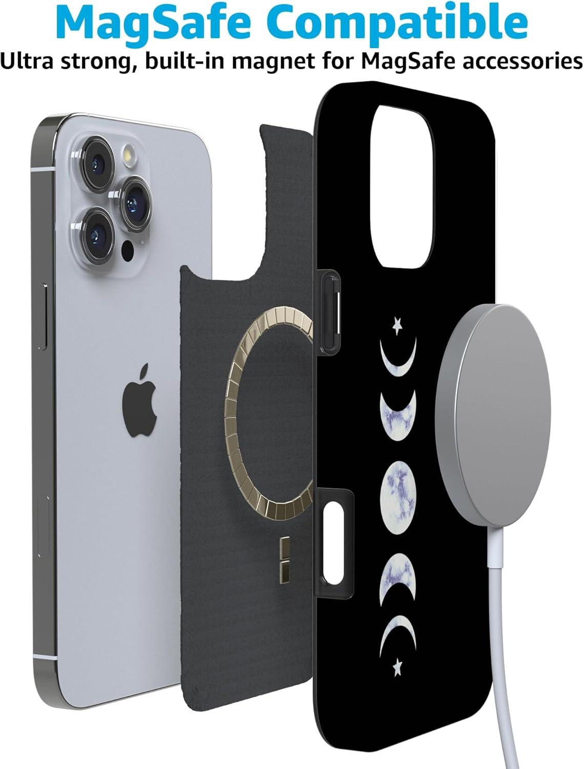 imageCasely iPhone 16 Pro Case  Glitter Mystic Moss  Green Enchanted Shimmer  Compatible with MagSafe  Classic UltraSlim Case DesignIts Just a Phase  Marble Moon