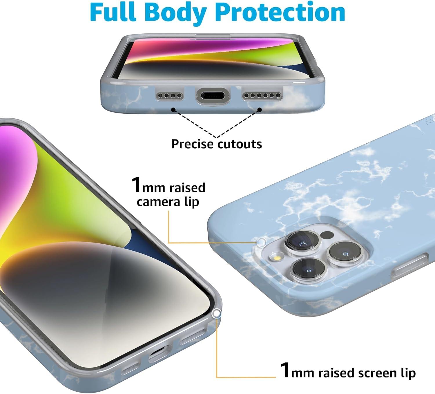 imageCasely iPhone 16 Pro Case  Glitter Mystic Moss  Green Enchanted Shimmer  Compatible with MagSafe  Classic UltraSlim Case DesignLight Blue Skies  Marble Clouds