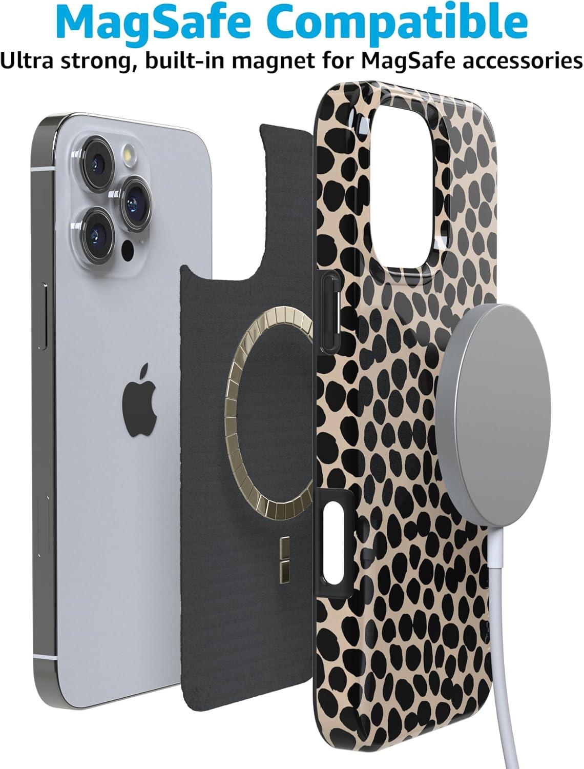 imageCasely iPhone 16 Pro Case  Glitter Mystic Moss  Green Enchanted Shimmer  Compatible with MagSafe  Classic UltraSlim Case DesignLost in Spots  Cheetah Print