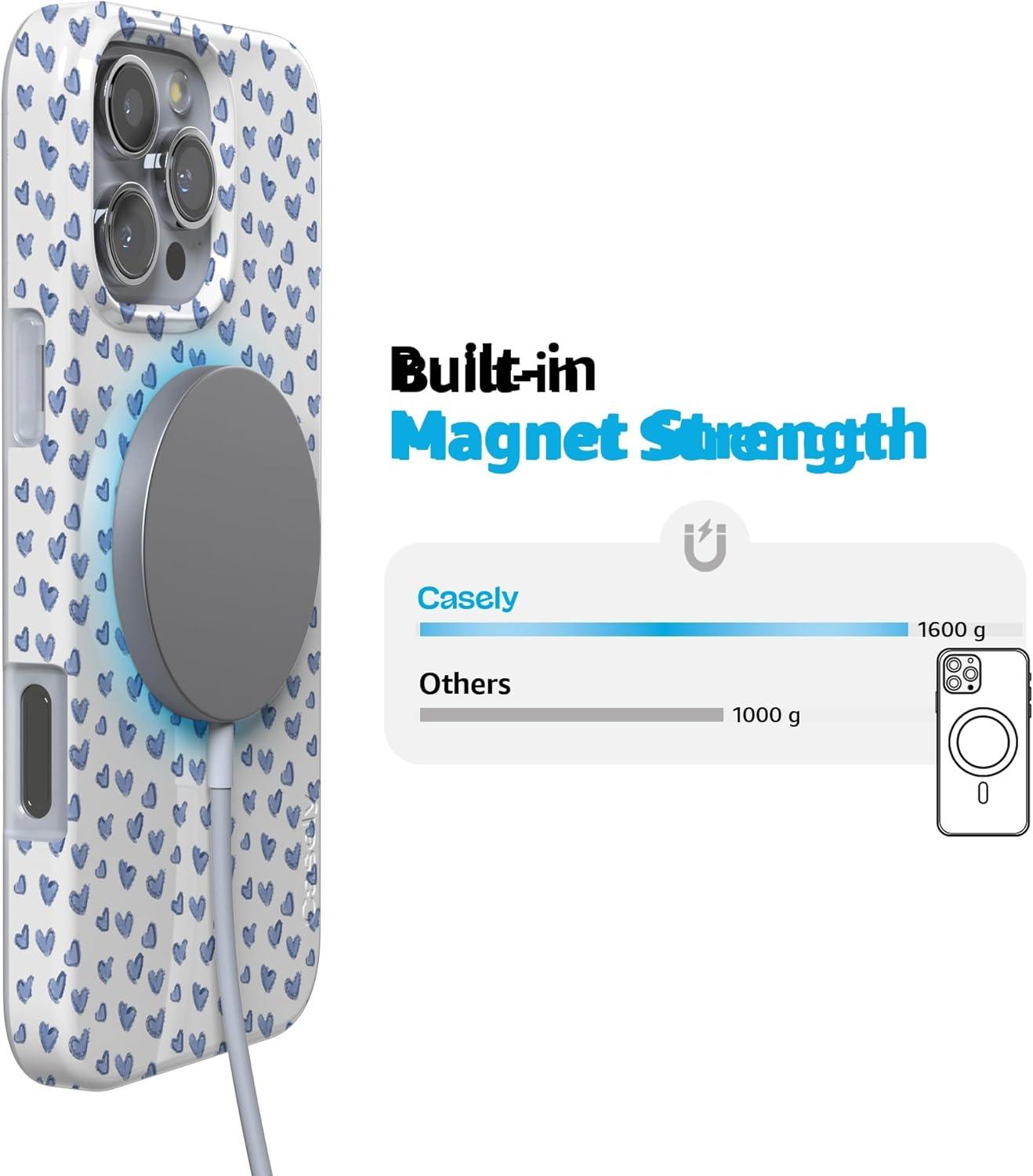 imageCasely iPhone 16 Pro Case  Glitter Mystic Moss  Green Enchanted Shimmer  Compatible with MagSafe  Classic UltraSlim Case DesignLovebug  Blue Hearts