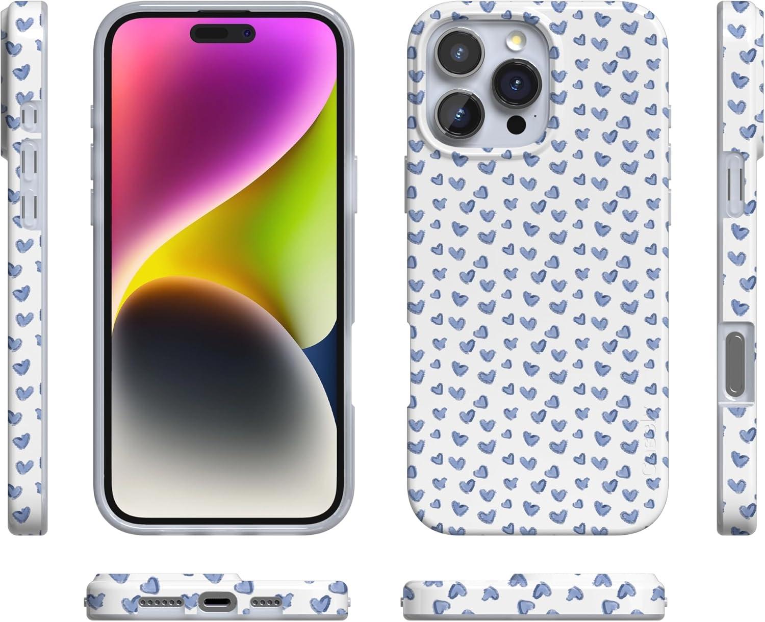 imageCasely iPhone 16 Pro Case  Glitter Mystic Moss  Green Enchanted Shimmer  Compatible with MagSafe  Classic UltraSlim Case DesignLovebug  Blue Hearts