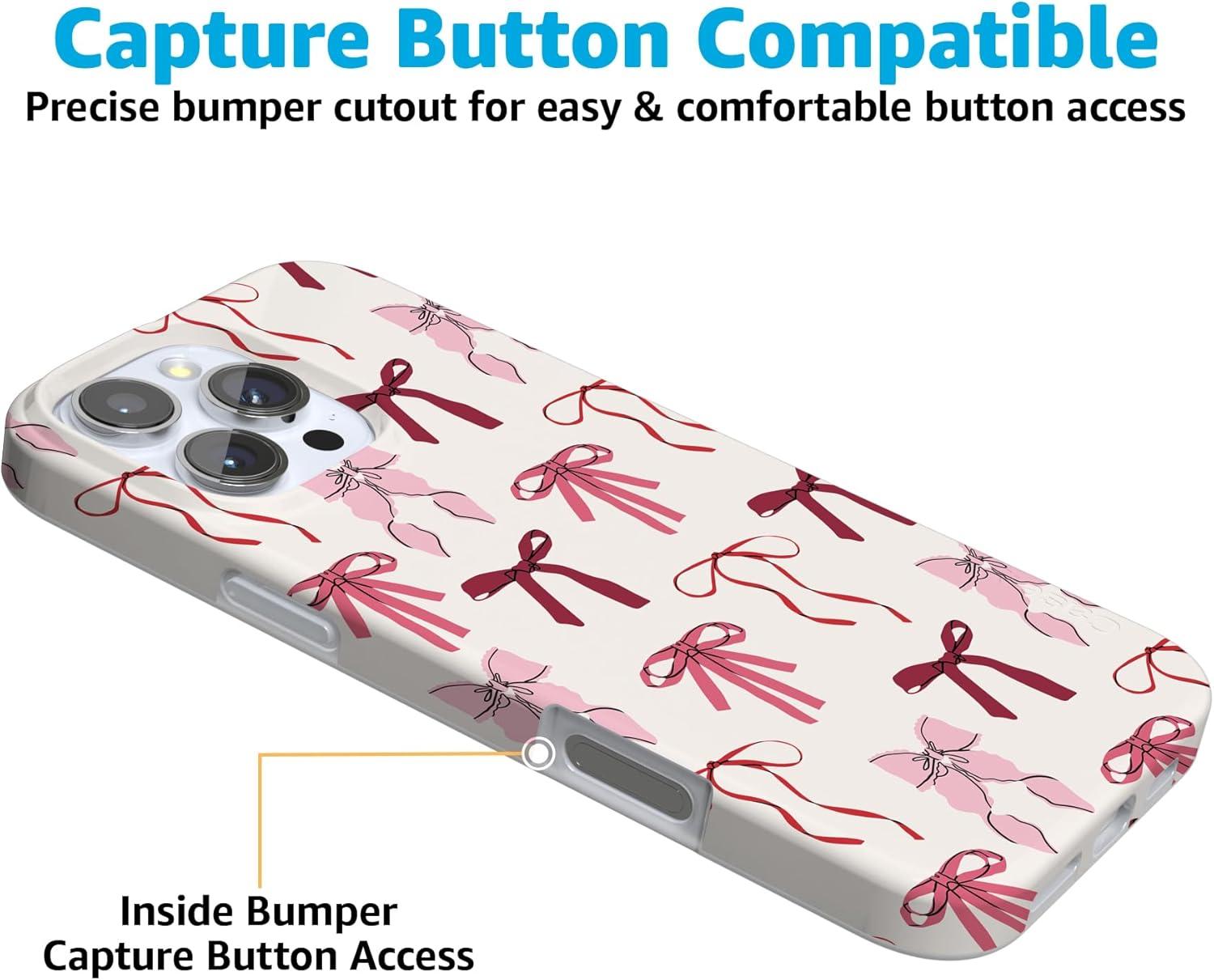 imageCasely iPhone 16 Pro Case  Glitter Mystic Moss  Green Enchanted Shimmer  Compatible with MagSafe  Classic UltraSlim Case DesignLover Girlie  Pink Bows iPhone