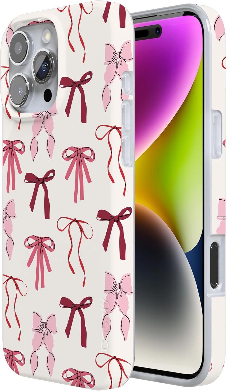 imageCasely iPhone 16 Pro Case  Glitter Mystic Moss  Green Enchanted Shimmer  Compatible with MagSafe  Classic UltraSlim Case DesignLover Girlie  Pink Bows iPhone