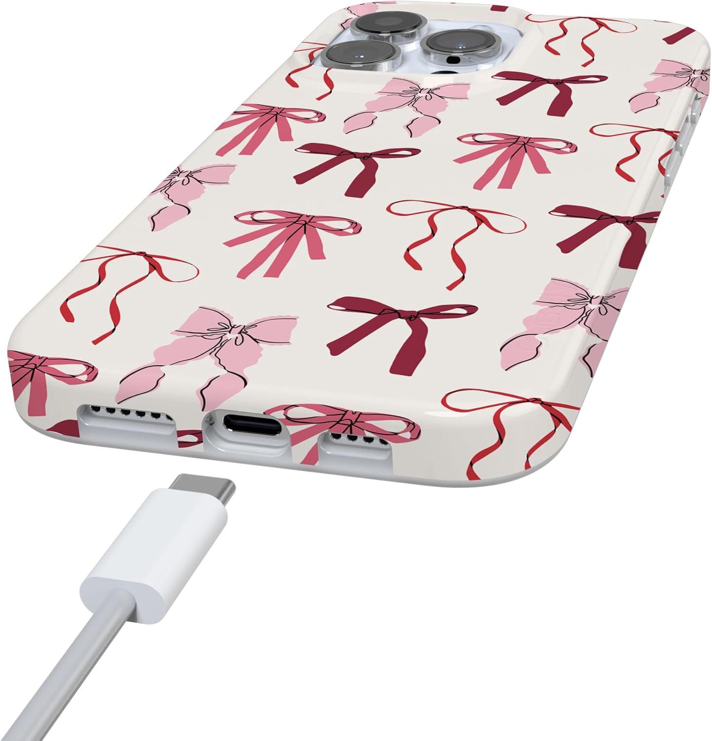 imageCasely iPhone 16 Pro Case  Glitter Mystic Moss  Green Enchanted Shimmer  Compatible with MagSafe  Classic UltraSlim Case DesignLover Girlie  Pink Bows iPhone