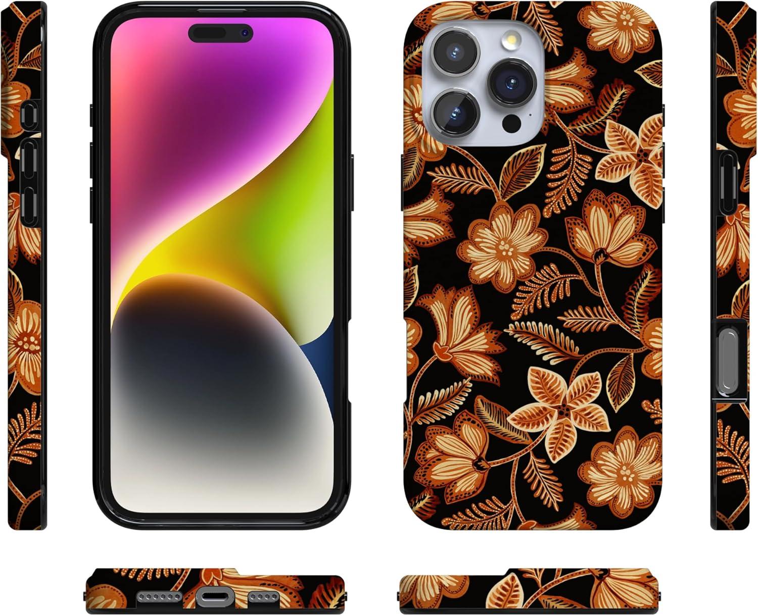 imageCasely iPhone 16 Pro Case  Glitter Mystic Moss  Green Enchanted Shimmer  Compatible with MagSafe  Classic UltraSlim Case DesignMaple Flowers  Floral Foliage