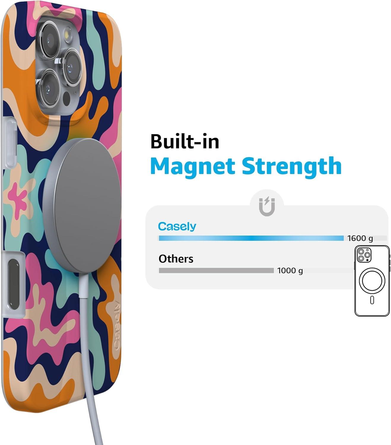 imageCasely iPhone 16 Pro Case  Glitter Mystic Moss  Green Enchanted Shimmer  Compatible with MagSafe  Classic UltraSlim Case DesignMidnight Color Splash  Abstract Retro