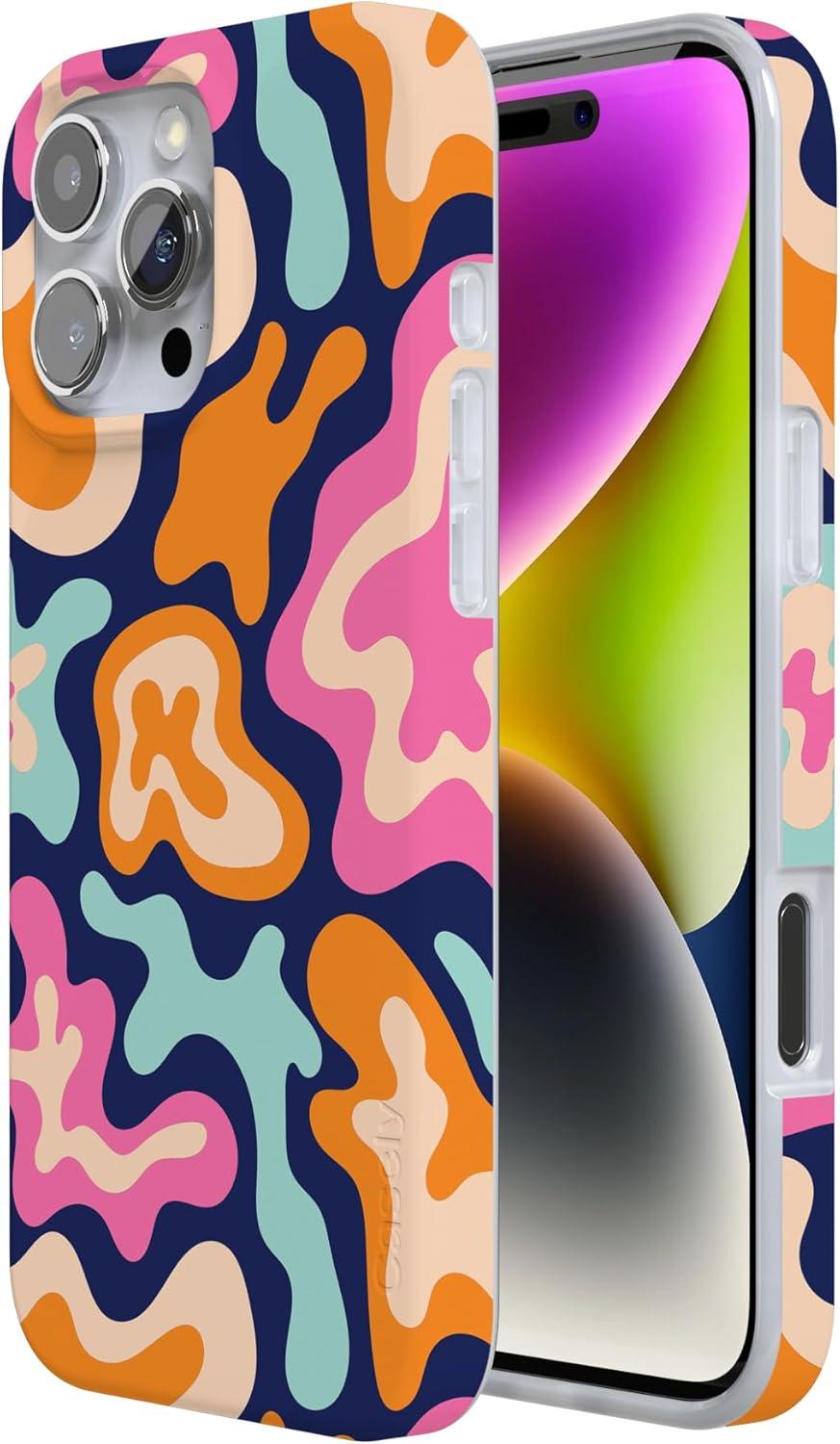 imageCasely iPhone 16 Pro Case  Glitter Mystic Moss  Green Enchanted Shimmer  Compatible with MagSafe  Classic UltraSlim Case DesignMidnight Color Splash  Abstract Retro