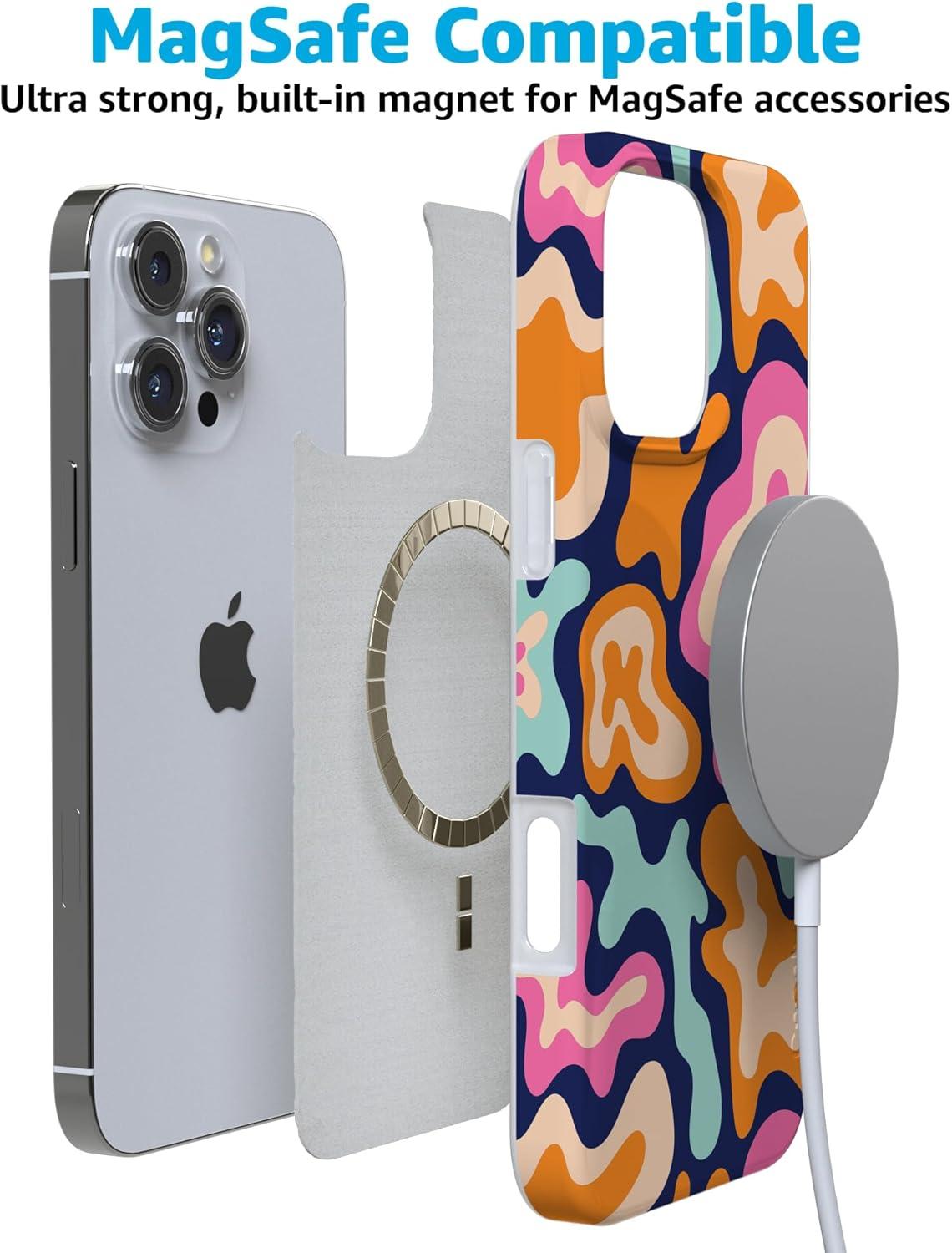 imageCasely iPhone 16 Pro Case  Glitter Mystic Moss  Green Enchanted Shimmer  Compatible with MagSafe  Classic UltraSlim Case DesignMidnight Color Splash  Abstract Retro