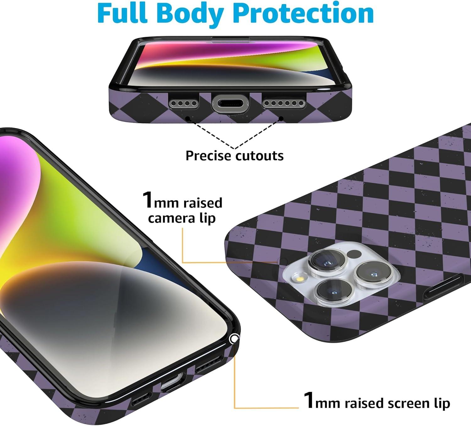 imageCasely iPhone 16 Pro Case  Glitter Mystic Moss  Green Enchanted Shimmer  Compatible with MagSafe  Classic UltraSlim Case DesignMidnight Hex  Purple Checkered